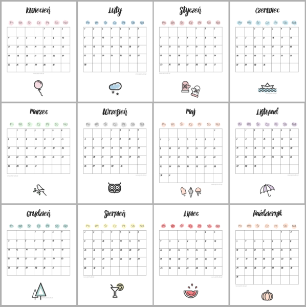 kalendarz 2016 do druku w formacie PDF