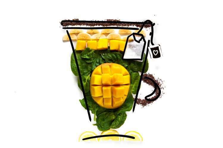 zielony koktajl ze szpinakiem i mango